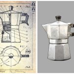Чертеж и первая кофеварка Bialetti
