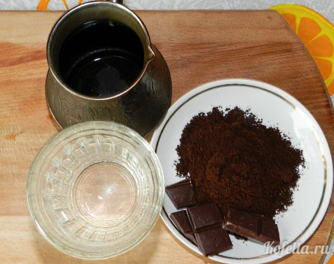 Ингредиенты кофе с шоколадом