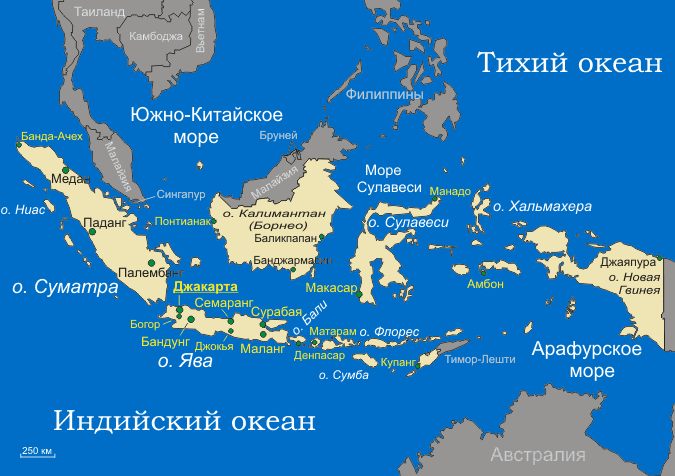 карта производства кофе в Индонезии по регионам