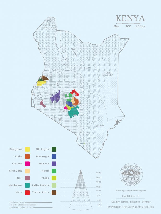 карта производства кофе в Кении