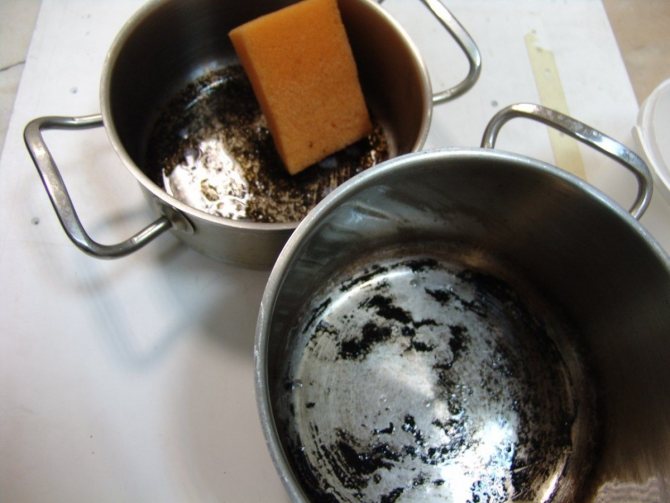 Молотый жмых легко удаляет загрязнения, а средство для посуды победит жир